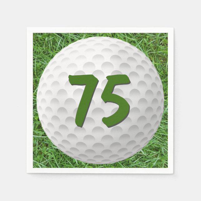 Golf Boll 75:e Birthday Napkins Pappersservett (Framsidan)