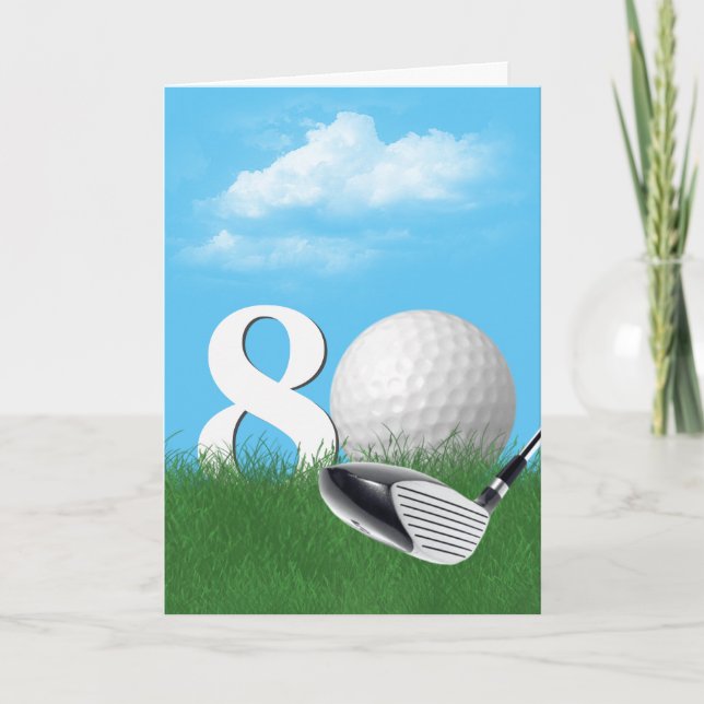 Golf Boll, 80:e födelsedag i gräs Kort (Framsida)