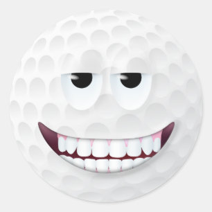 Golf Boll Ansikte 2 Runt Klistermärke