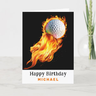 *~* Golf Boll AP94 Fire Flames Birthday Card Tack Kort