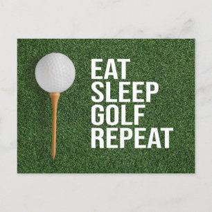 Golf Boll äter sömn golf repetition på grönt gräs Vykort