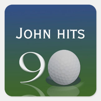 Golf Boll Birthday-dekalen för 90 år Fyrkantigt Klistermärke