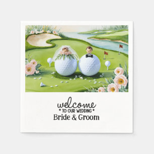 Golf boll Bride & Groom Välkommen till Bröllop Pappersservett