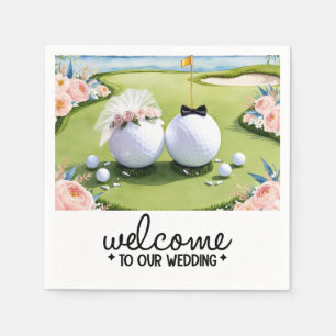 Golf boll Bride & Groom Välkommen till Bröllop Pappersservett