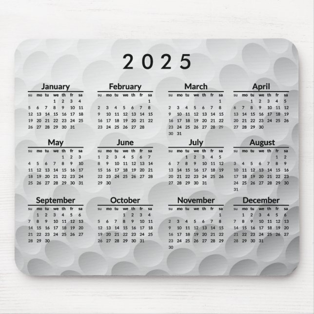 Golf Boll Design 2025 Calendar Mousepad Musmatta (Framsidan)