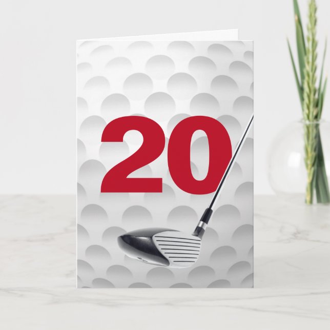 Golf Boll design 20:e födelsedag Kort (Framsida)
