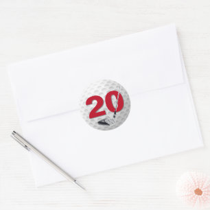 Golf Boll design 20:e födelsedag Runt Klistermärke