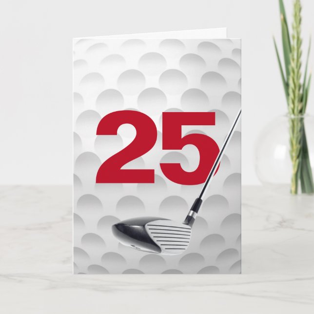Golf Boll design, 25:e födelsedag Kort (Framsida)