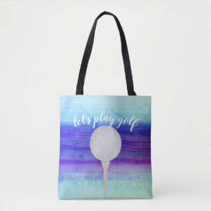 Golf boll-design för golfbanor lila och blått tygkasse