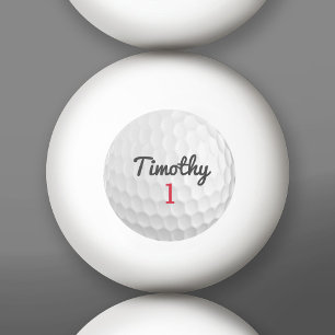 Golf Boll Dimples med Black Namn Red Number