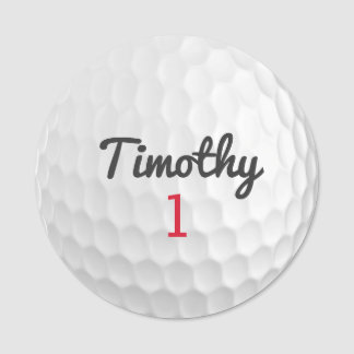 Golf Boll Dimples med Black Namn Red Number Namnbricka