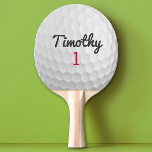 Golf Boll Dimples med Black Namn Red Number Pingisracket