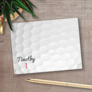 Golf Boll Dimples med Black Namn Red Number Post-it Block