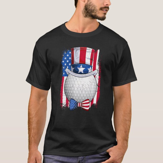 Golf Boll & farbror Sam Hat American Flagga 4:e Ju T Shirt (Framsida)