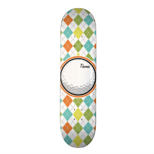 Golf Boll; Färgglättat argyle Mönster Skateboard Bräda 20,5 Cm