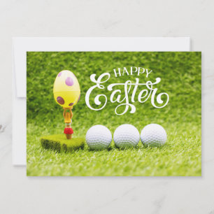 Golf boll Glad påsk med påskägg på grönt Ho Julkort