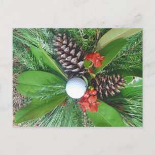 Golf boll gräs-koner och evergreens jul helg vykort