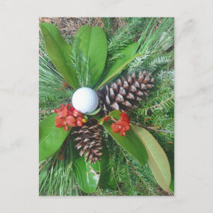 Golf boll gräs-koner och evergreens jul helg vykort