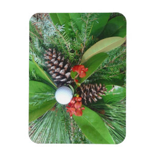 Golf boll gräs-koner och evergreens jul magnet