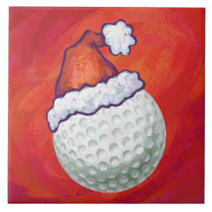 Golf Boll i Santa Hat på Red Kakelplatta