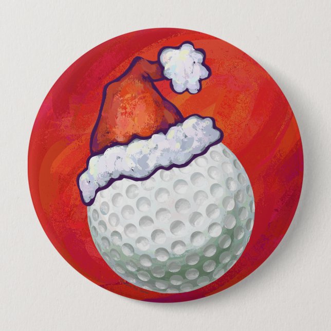 Golf Boll i Santa Hat på Red Knapp (Framsida)