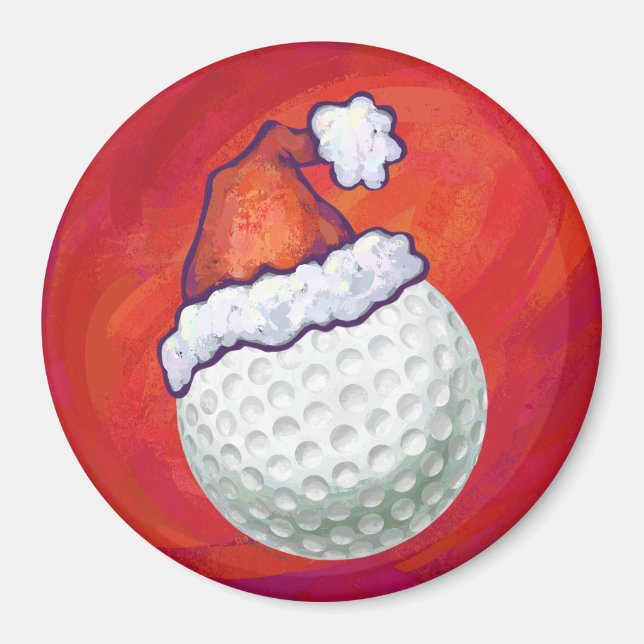 Golf Boll i Santa Hat på Red Magnet (Framsidan)