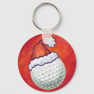 Golf Boll i Santa Hat på Red Nyckelring