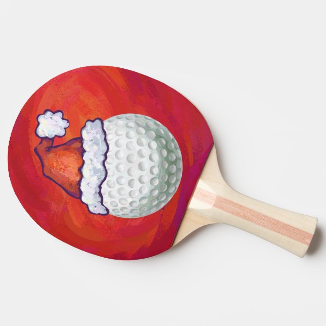 Golf Boll i Santa Hat på Red Pingisracket (Sidan)