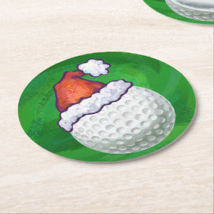 Golf Boll jul Hat på Grönt Underlägg Papper Rund