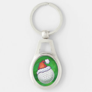 Golf Boll jul Hats Ovalt Silverfärgad Nyckelring