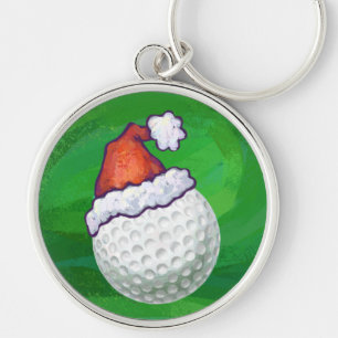 Golf Boll jul Hats Rund Silverfärgad Nyckelring