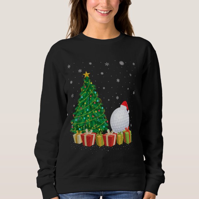 Golf Boll Julafton Träd Lighting Santa Hat Golf Bo T Shirt (Framsida)