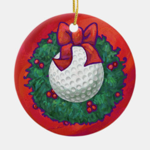 Golf Boll-julfransens andedräkt i rött Julgransprydnad Keramik