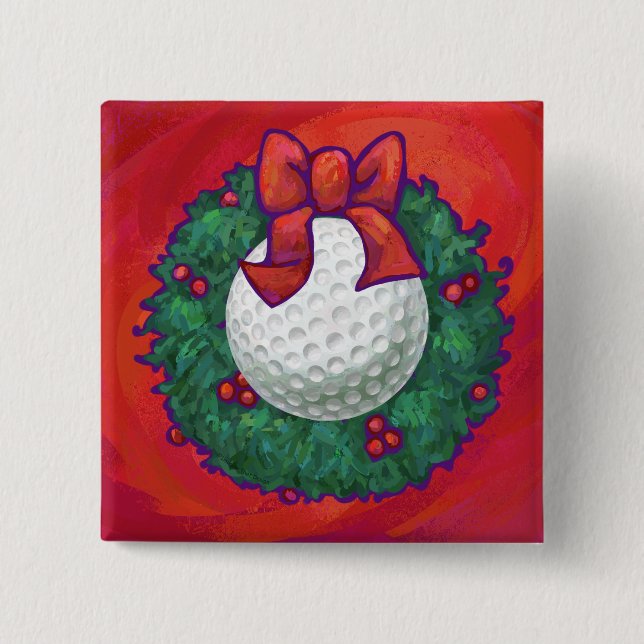 Golf Boll-julfransens andedräkt i rött Knapp (Framsida)