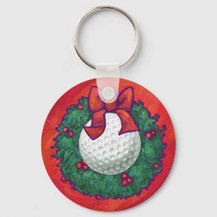 Golf Boll-julfransens andedräkt i rött Nyckelring