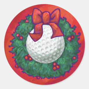 Golf Boll julkrans i rött Runt Klistermärke