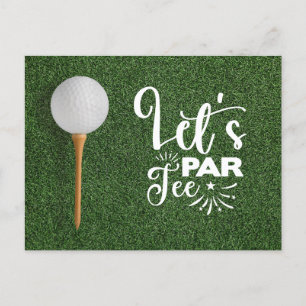 Golf Boll Låt oss Par Tee på grönt gräs Vykort
