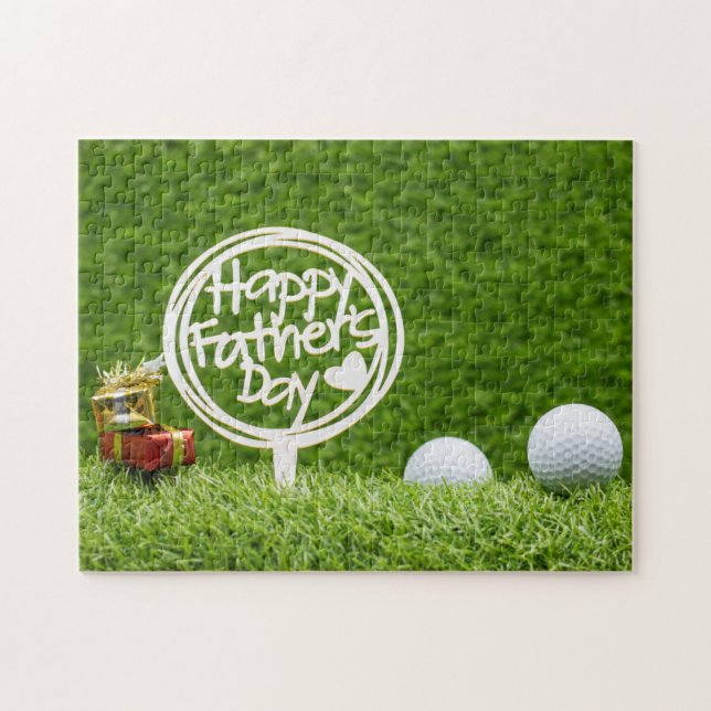 Golf boll Lycklig Fars dag för Golf pappa på grönt Pussel (Horisontell)