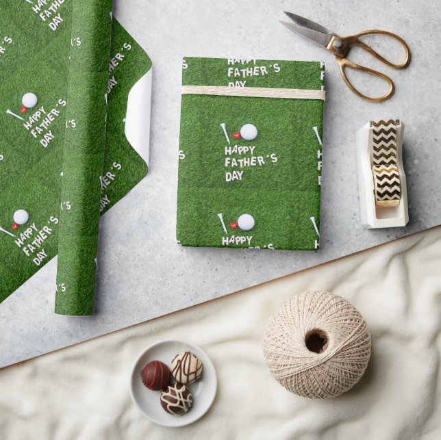 Golf boll lycklig Fars dag för pappa på grönt Presentpapper (Hantverk)