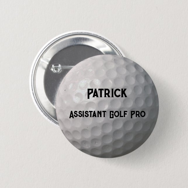 Golf Boll med Dimples Personlig Namn Rubrik Knapp (Framsida & baksida)