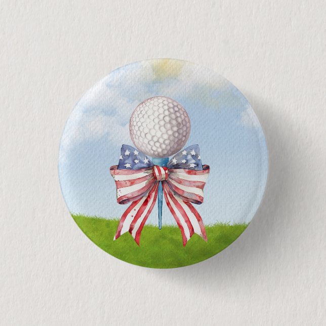 Golf boll med flagga av amerikanska Ribbon Waterco Knapp (Framsida)