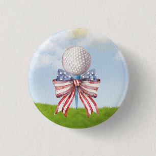 Golf boll med flagga av amerikanska Ribbon Waterco Knapp