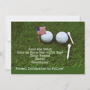 Golf boll med flagga på grönt gräs inbjudningar