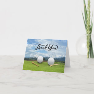 Golf boll med garanti på grönt gräs tack kort