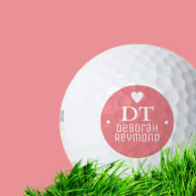 Golf Boll med hennes Namn Feminine Rosa Monogram