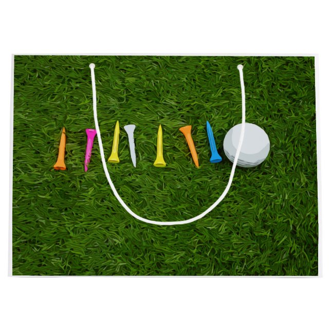 Golf boll med plansonering på grönt gräs golf (Framsidan)