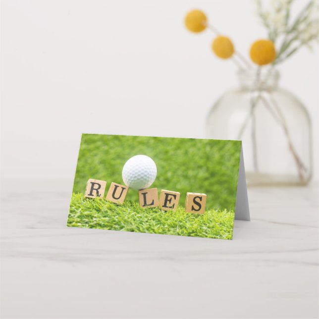 Golf Boll med REGLER på grönt gräs Placeringskort (Framsida)