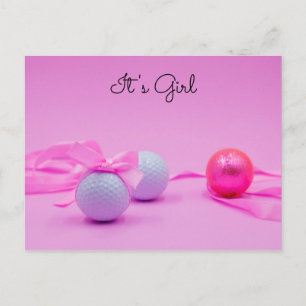 Golf boll med rosa-band på rosans bakgrund vykort
