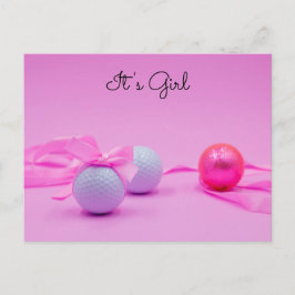 Golf boll med rosa-band på rosans bakgrund vykort