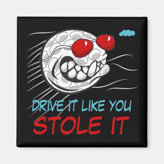 Golf Boll med solglasögon, svart Magnet (Framsidan)